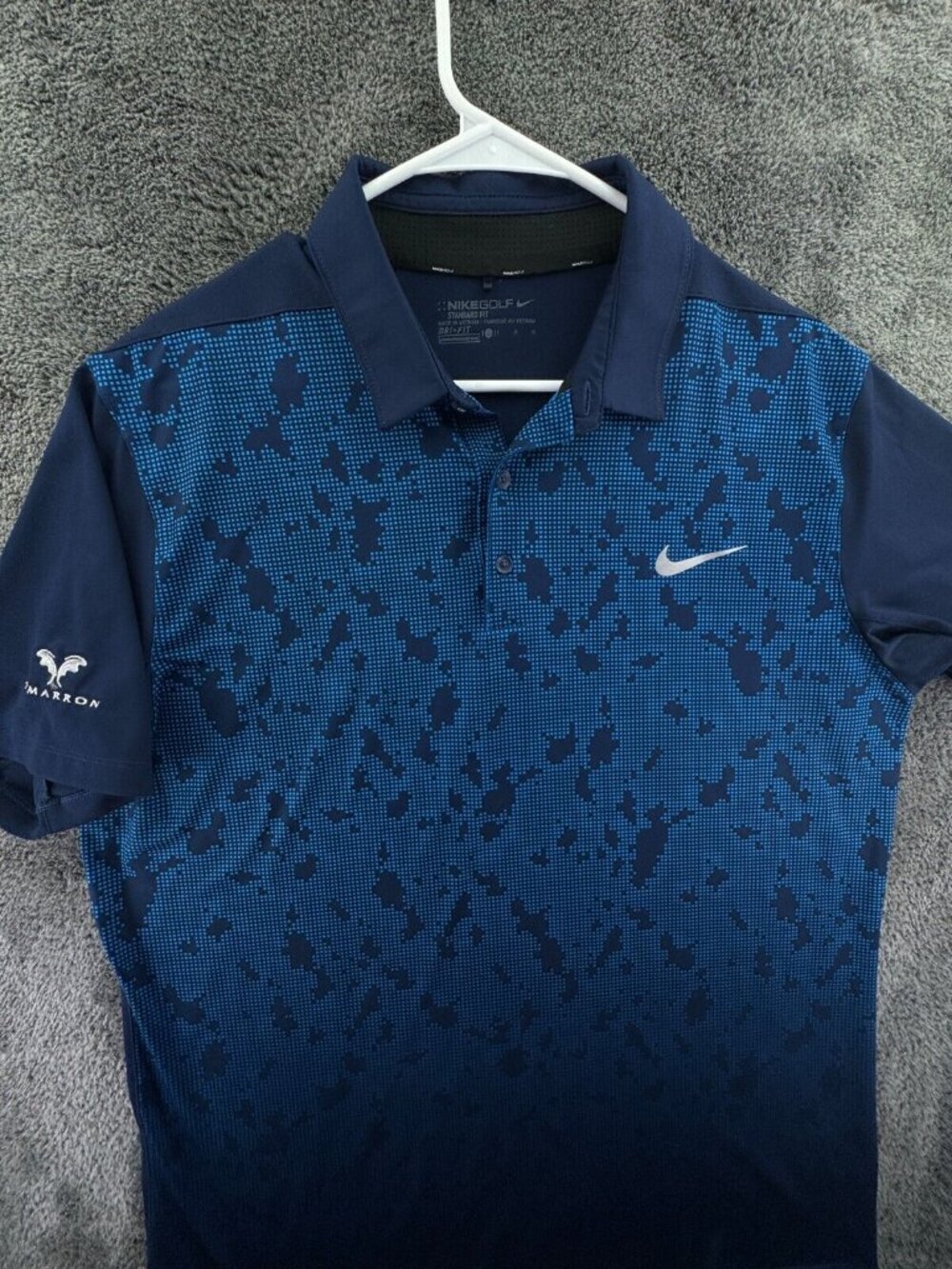 Nike Golf Blue Geometric Polo Shirt Short Sleeve Large W/ Logo Men Digital Fade